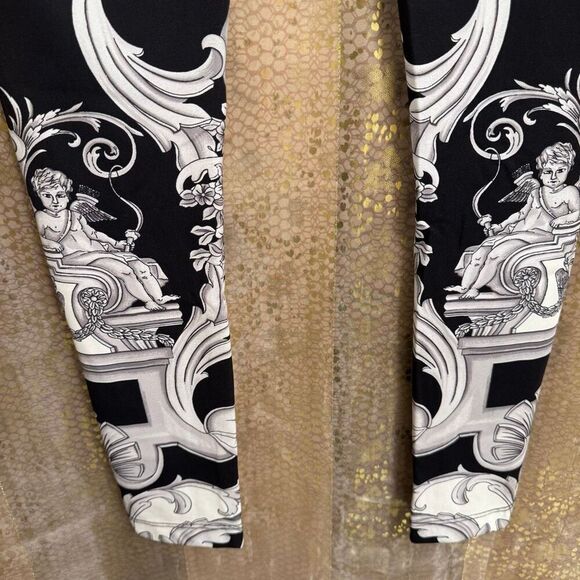 Versace Silver Gray White Black Baroque-Printed Leggings Size 38 2 XS NWT - Picture 10 of 16